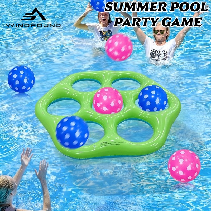 Pool Float Ring Inflatable - Aufblasbares Sechseck-Ringwurfspiel für den Pool, PVC