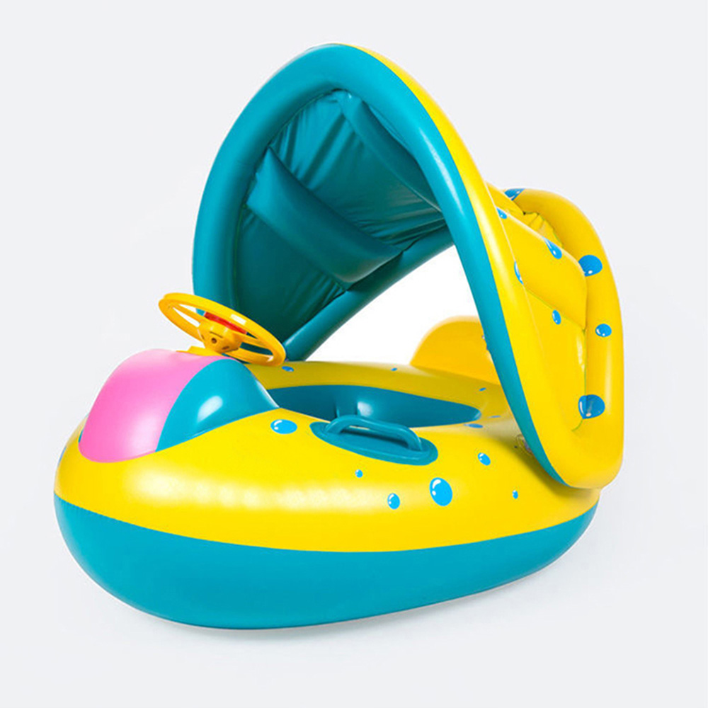 Pool Float Ring Inflatable - 1 Stück Gelber Sonnenschutz-Sitzring für Kinder,