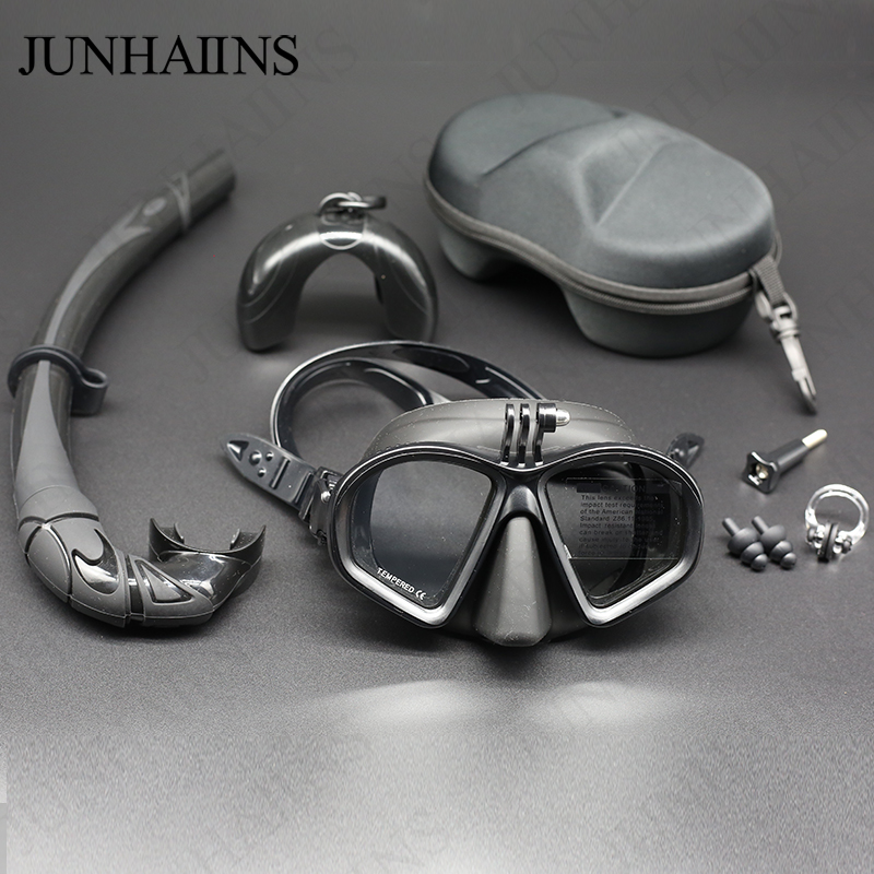 Snorkel Mask Full Face - Nass-Tauchmaske mit Geringem Volumen, Gehärtetes Glas,