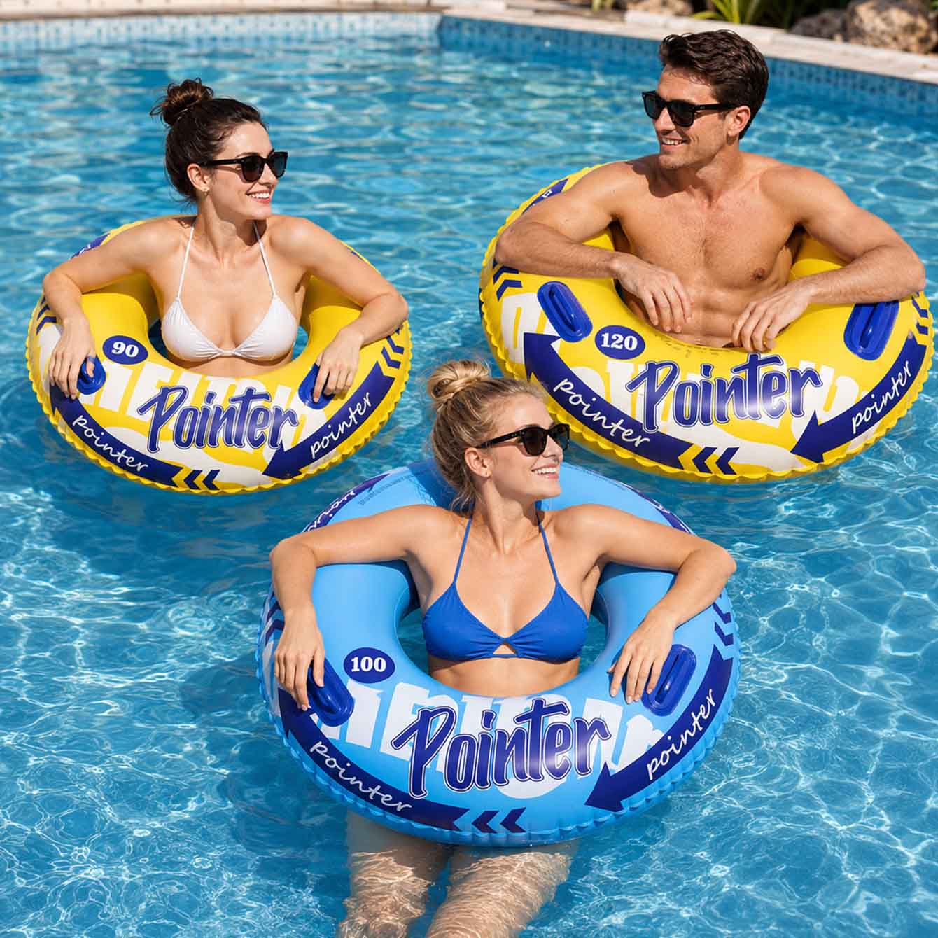 Pool Float Ring Inflatable - 1 Stück Aufblasbarer Schwimmring mit Griffen